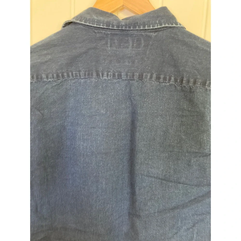Banana Republic Mens Slim Fit Denim Shirt Indigo Blue Cotton XL RN 54023